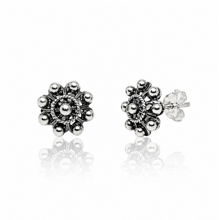 Pendientes botón charro clásicos plata 11 mm