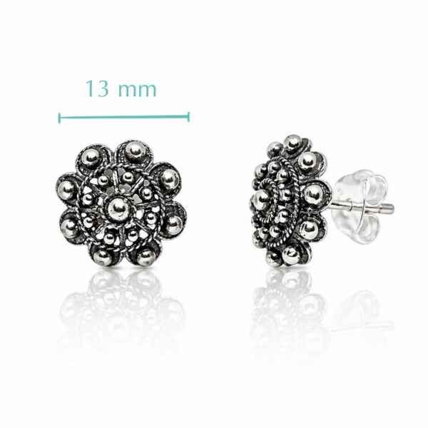 Pendientes botón charro clásicos plata 13 mm