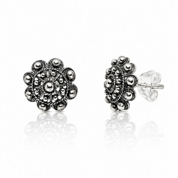 Pendientes botón charro clásicos plata 13 mm