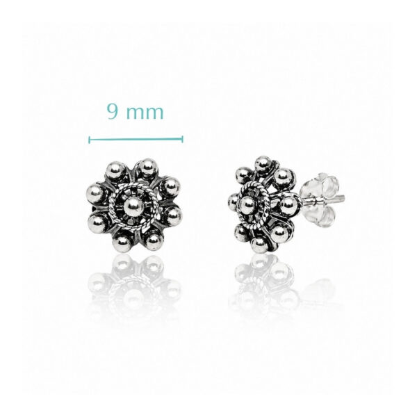Pendientes botón charro clásicos plata 9 mm