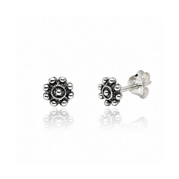 Pendientes botón charro clásicos plata 5 mm