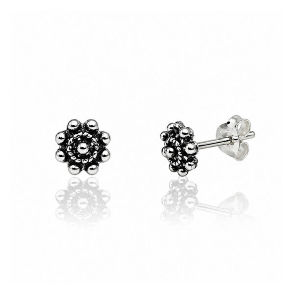 Pendientes botón charro clásicos plata 7 mm