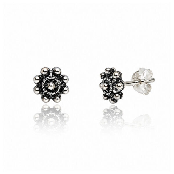 Pendientes botón charro clásicos plata 8 mm