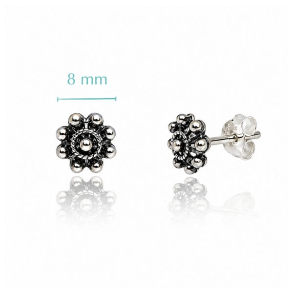 Pendientes botón charro clásicos plata 8 mm