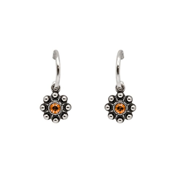Pendientes-boton-charro-cristales-color-y-aro-pequeno-S1533S-AMBAR