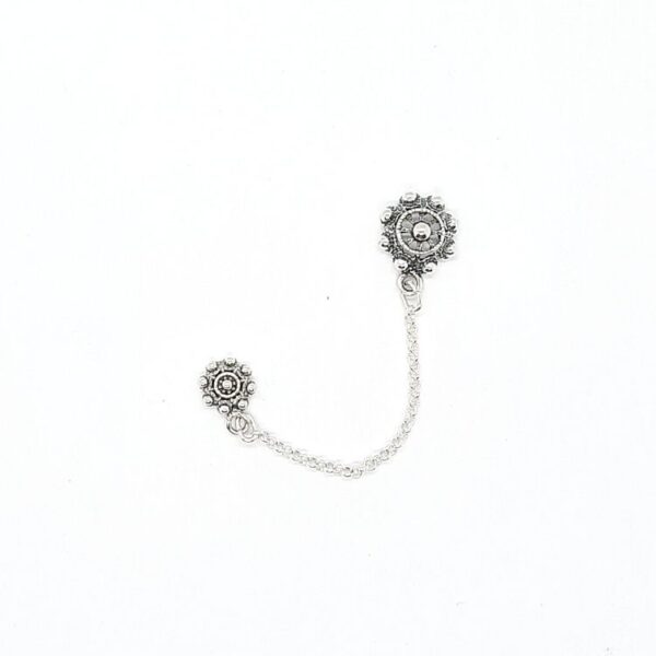 Pendiente botón charro combinado y cadena