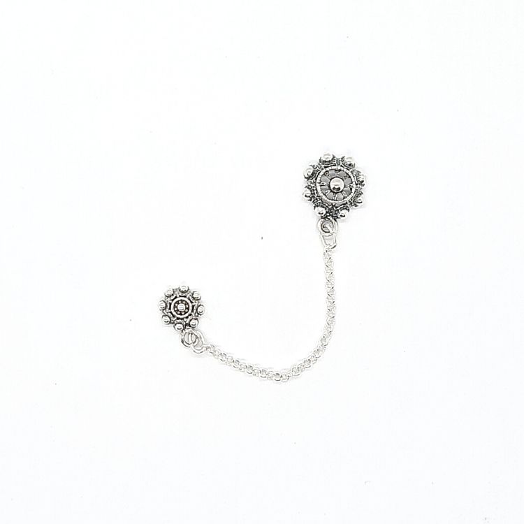 Pendiente botón charro combinado y cadena