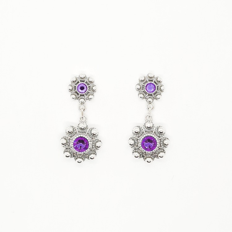 Pendientes dos botones charros cristal color en el centro - Imagen 9