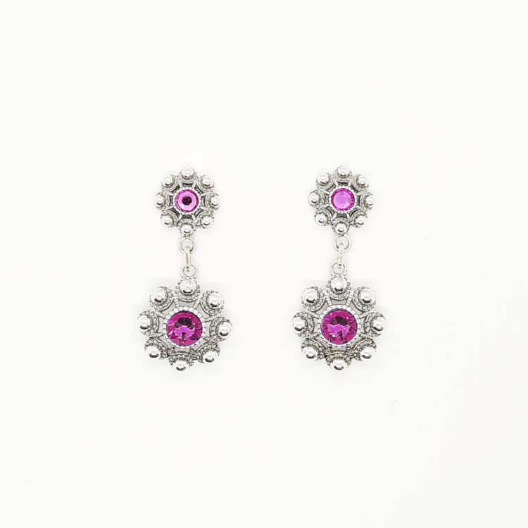 Pendientes dos botones charros cristal color en el centro - Imagen 2