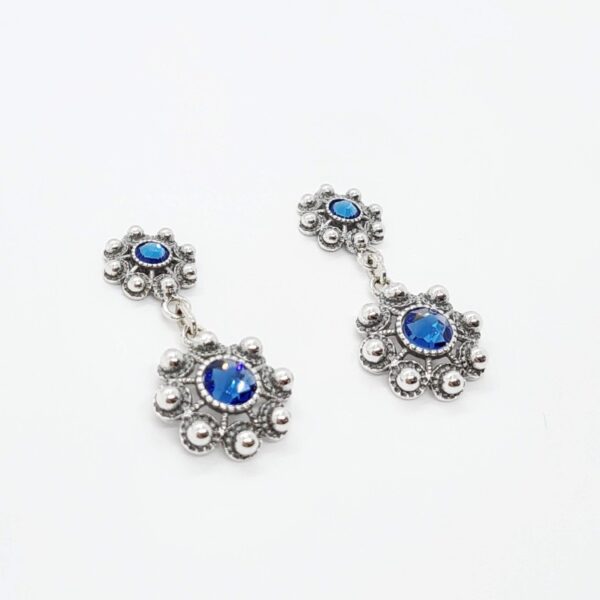 Pendientes dos botones charros cristal color en el centro