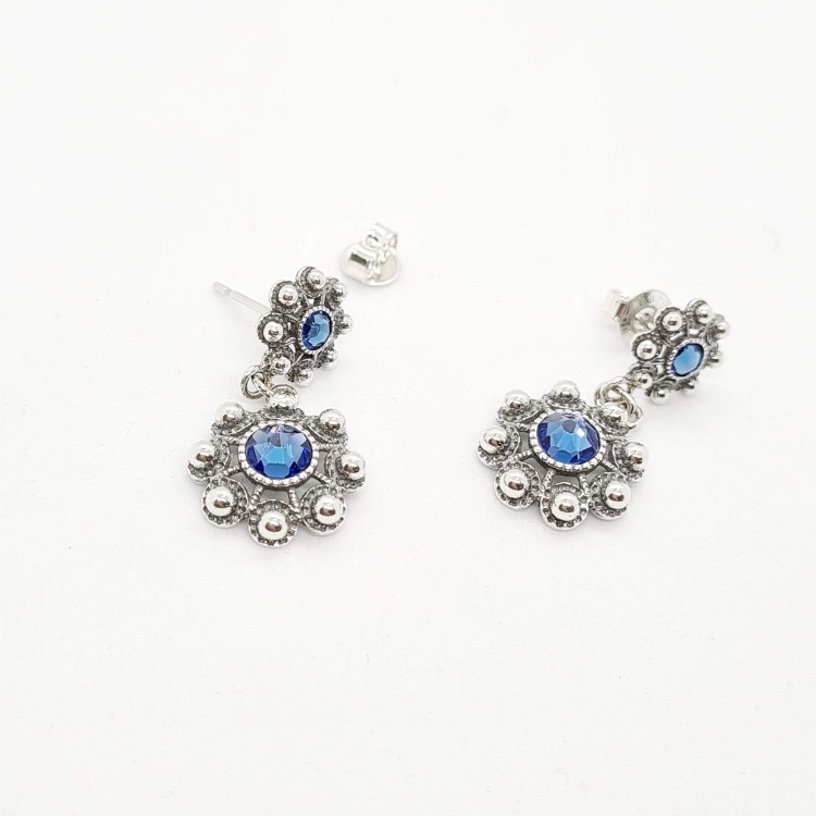 Pendientes dos botones charros cristal color en el centro - Imagen 7