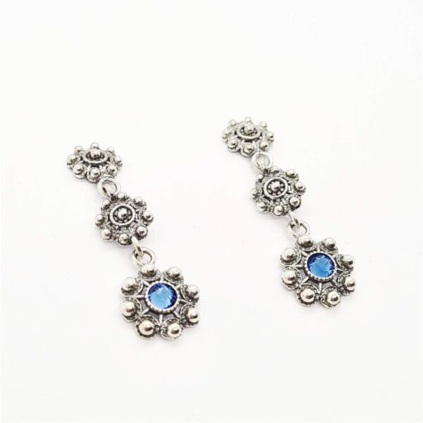 Pendientes tres botones charros cristal