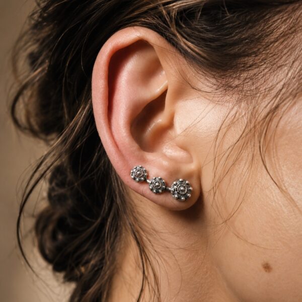 Pendientes trepadores botón charro