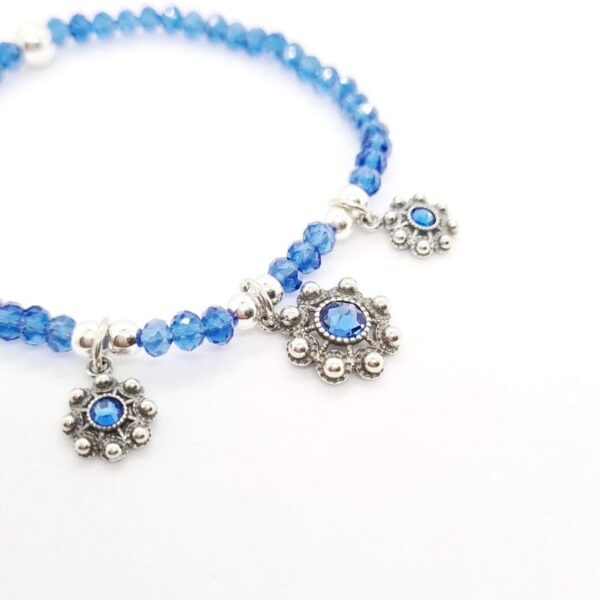 Pulsera 3 charms de botón charro y cristal