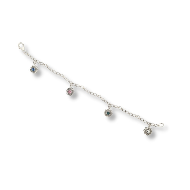 Pulsera 4 botones charros colgantes con cristal de colores - Imagen 4