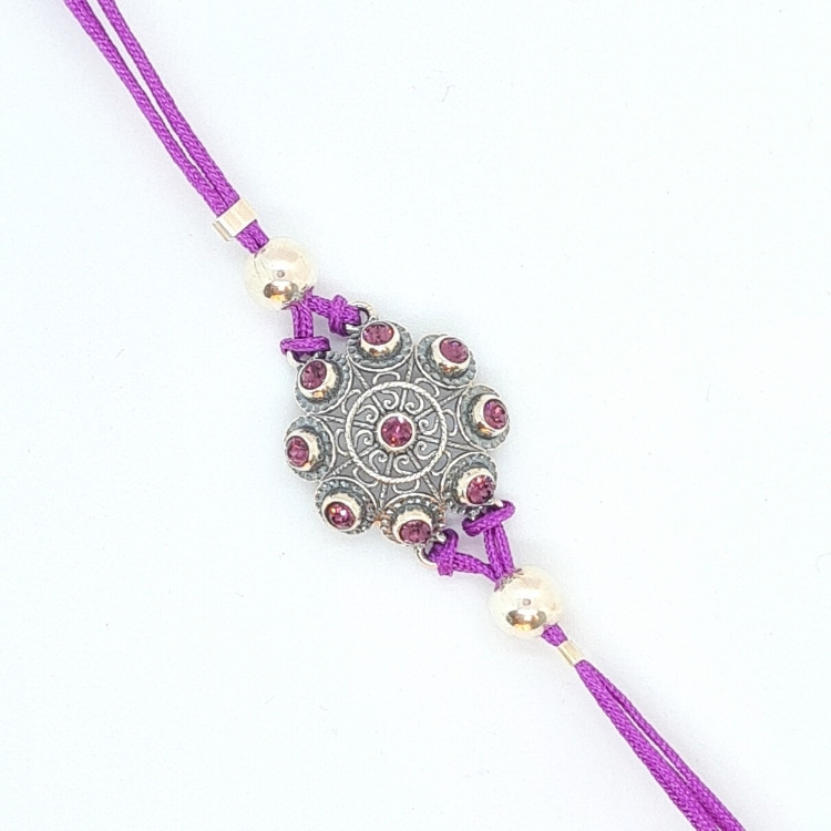 Pulsera botón charro con cristales e hilo de color - Imagen 7