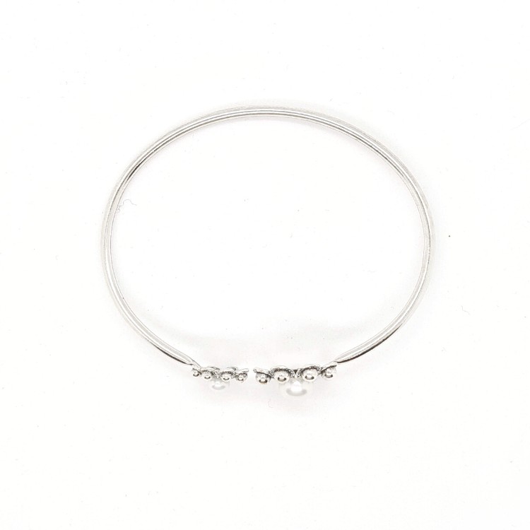 Brazalete tubo dos botones charros con perla blanca (mixtos) - Imagen 3