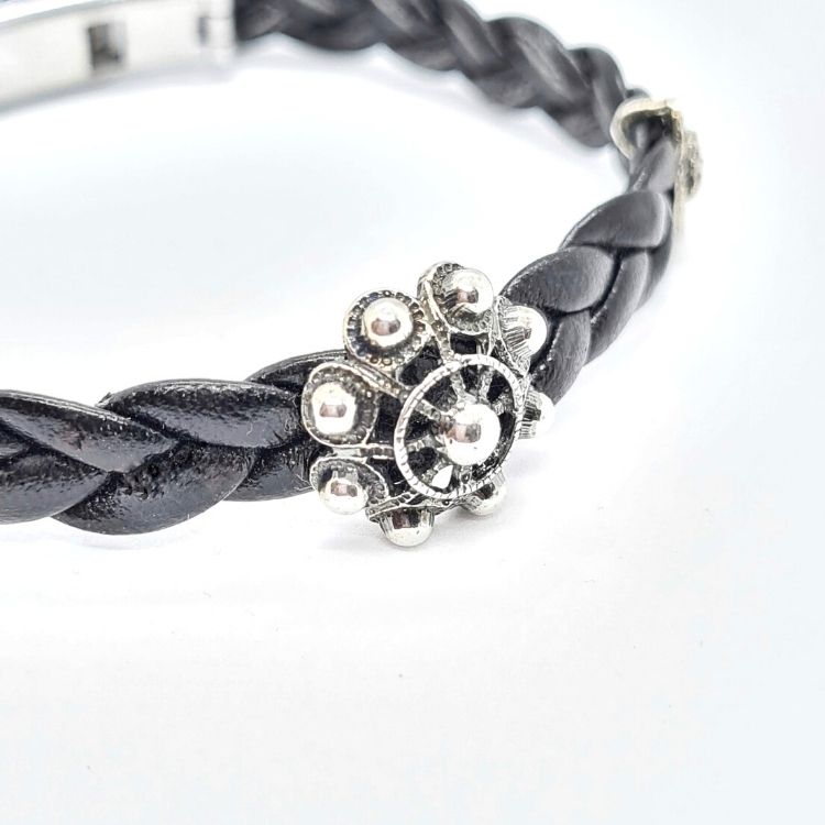 Pulsera charra para chico botones charros y cuero trenzado - Imagen 5