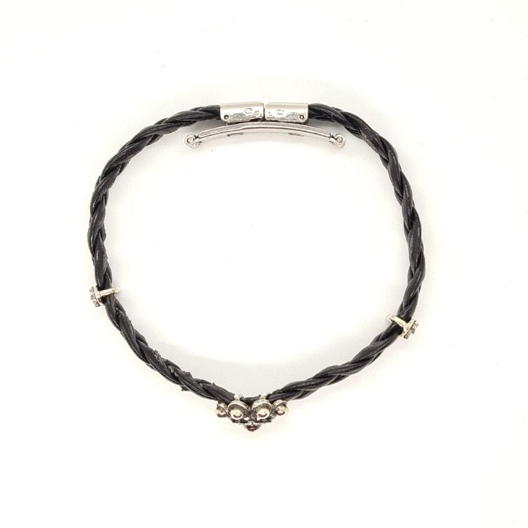 Pulsera charra para chico botones charros y cuero trenzado - Imagen 4