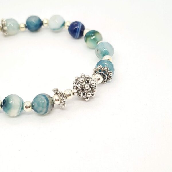 Pulsera Charra piedra natural Ágata Azul y dos bolas charras