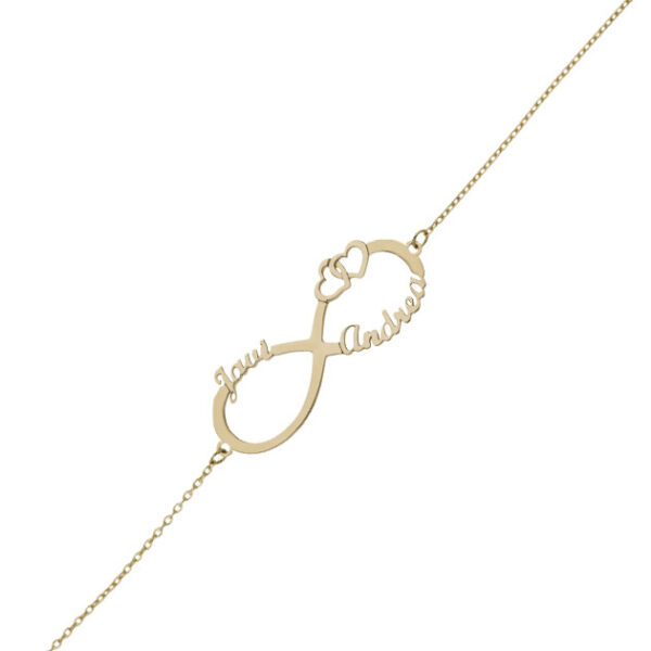 Pulsera infinito + corazones personalizable