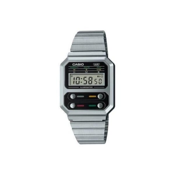 Reloj Casio Retro Vintage botones frontales plata