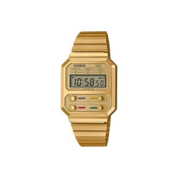Reloj Casio Retro Vintage botones frontales oro