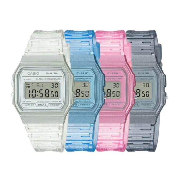 Reloj Casio Vintage F-91WS translúcido rectangular | icono retro digital