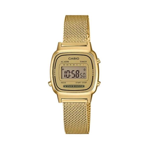 Reloj Casio digital dorado mini malla milanesa
