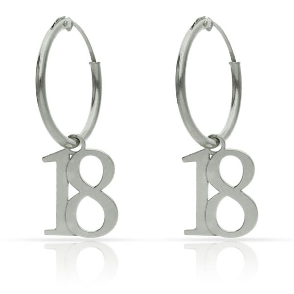 Aros con abalorio de número en Plata de Ley