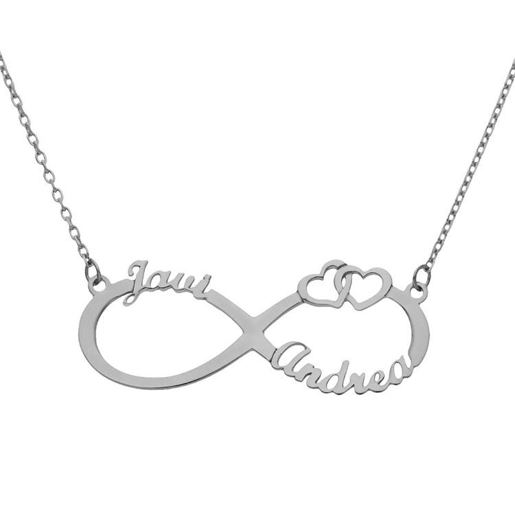 Gargantilla Infinito Corazones Nombres Plata amor novios