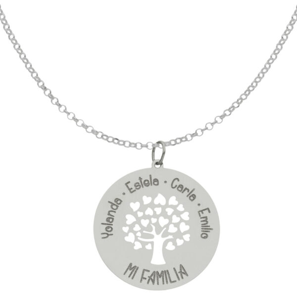 Gargantilla árbol de la familia personalizable en plata