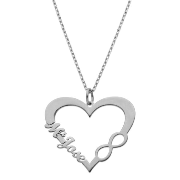 Gargantilla en forma de corazón con símbolo infinito y nombre personalizable