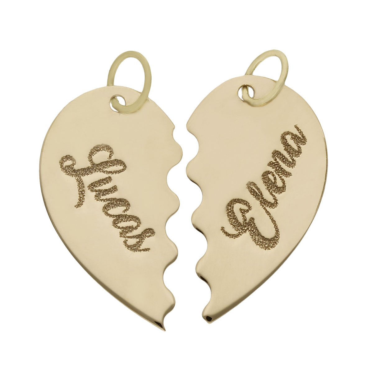 Colgante corazón partido personalizable oro unión amor