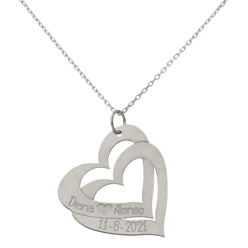 Gargantilla con dos corazones personalizables - Imagen 3