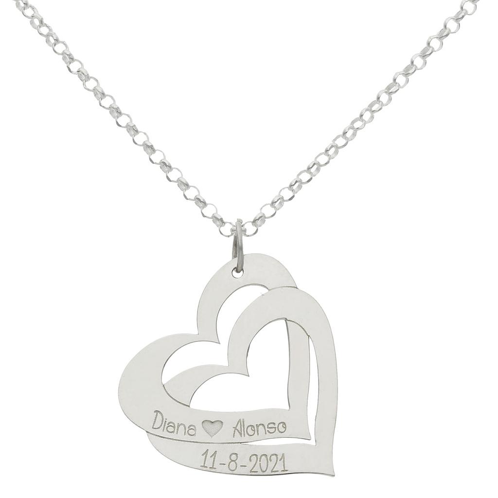 Gargantilla con dos corazones personalizables - Imagen 2