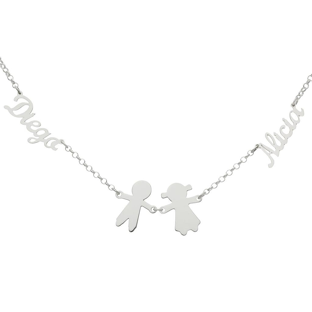 Gargantilla con dos nombres + niño + niña. - Imagen 2