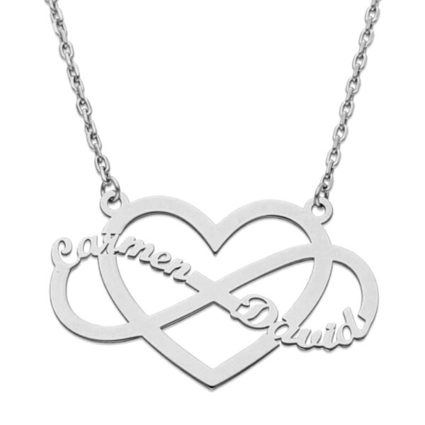 Gargantilla infinito y corazón entrelazado personalizable plata amor eterno