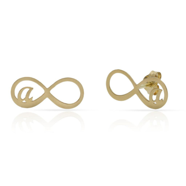 Pendientes infinito personalizables con inicial oro