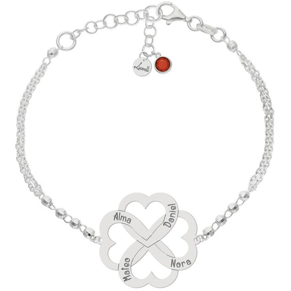 Pulsera Trébol Cuatro Corazones Personalizados