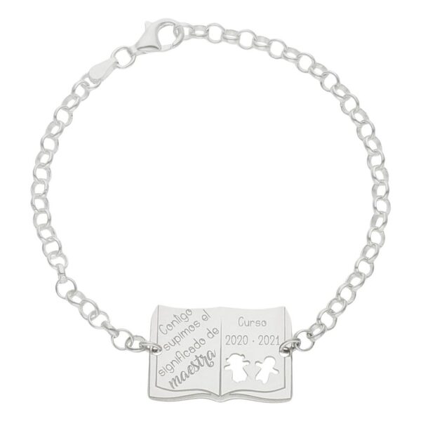 Pulsera libro profe en plata