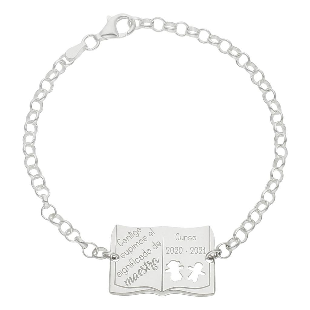 Pulsera libro profe en plata