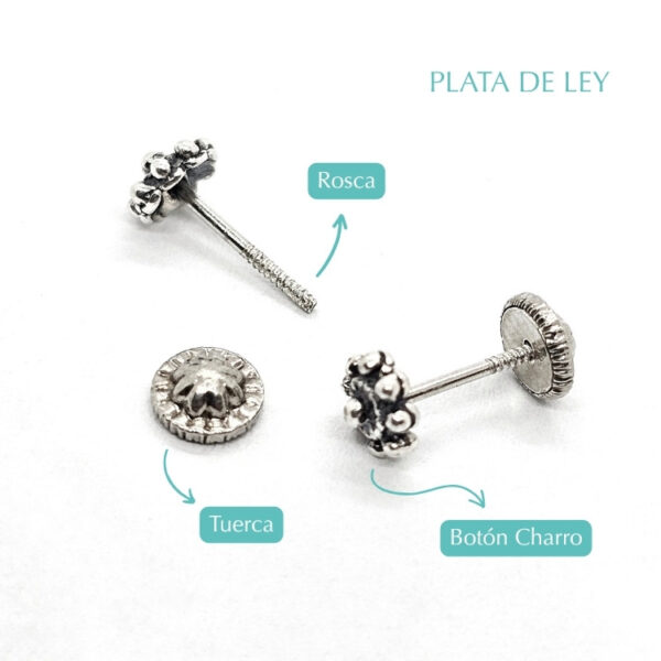 Pendientes Charros Pequeños Rosca bebé niña dormilones cómodos