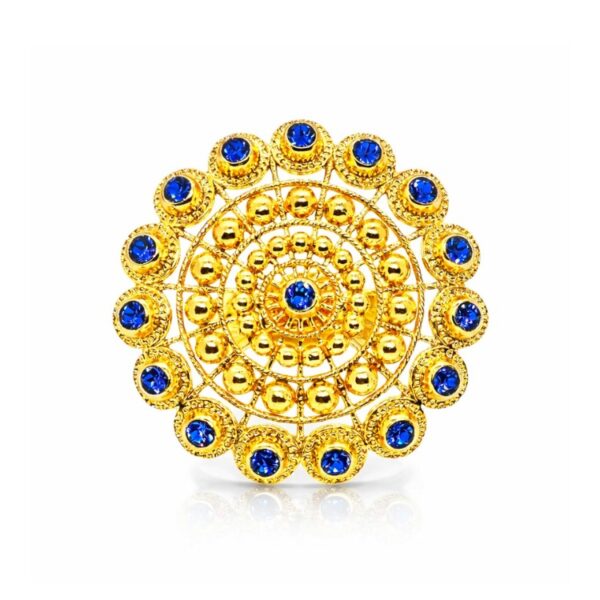 Anillo Charro XXL Dorado y Azul S1413-CH-Az