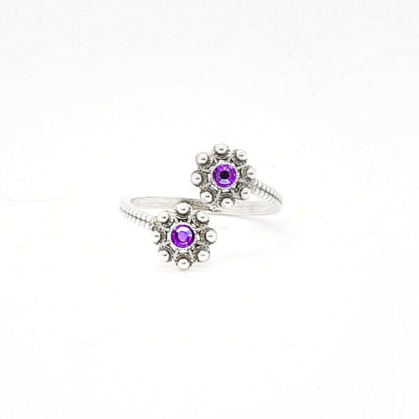 Anillo dos botones-charros crsital color morado