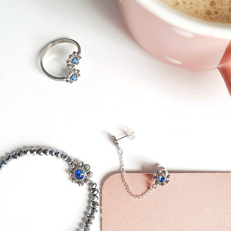 Anillo charro dos botones cristal color - Imagen 5