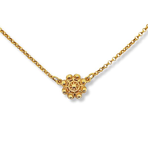 Gargantilla 1 Botón Charro Dorada filigrana charra plata de ley bañada en oro 18 k