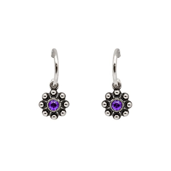 Pendientes-boton-charro-cristales-color-y-aro-pequeno-S1533S-MORADO