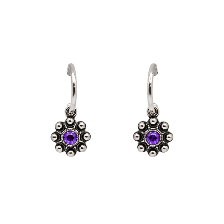 Pendientes-boton-charro-cristales-color-y-aro-pequeno-S1533S-MORADO