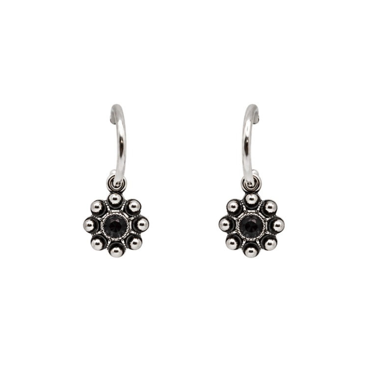 Pendientes-boton-charro-cristales-color-y-aro-pequeno-S1533S-NEGRO